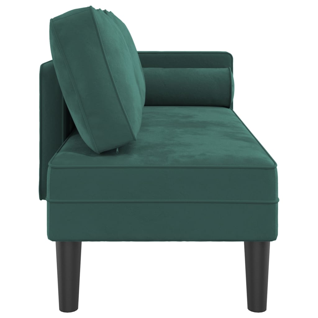 Chaise longue avec coussins vert foncé velours - XIOS