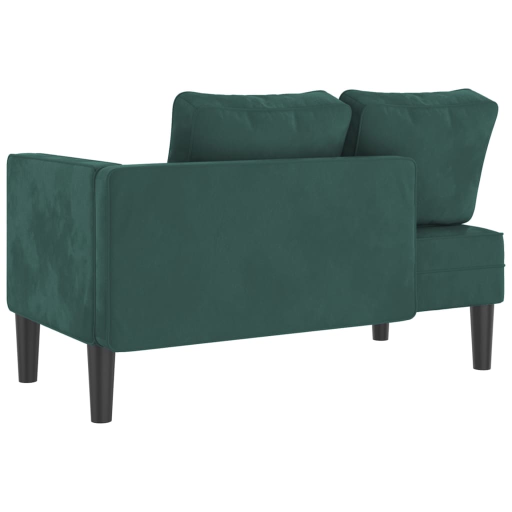 Chaise longue avec coussins vert foncé velours - XIOS