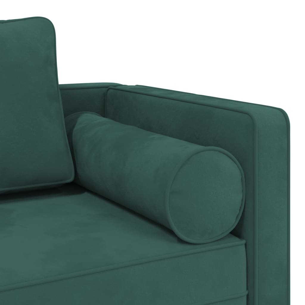 Chaise longue avec coussins vert foncé velours - XIOS