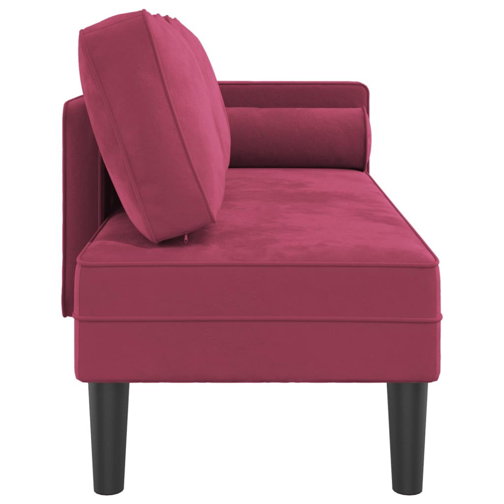 Chaise longue avec coussins rouge bordeaux velours - XIOS