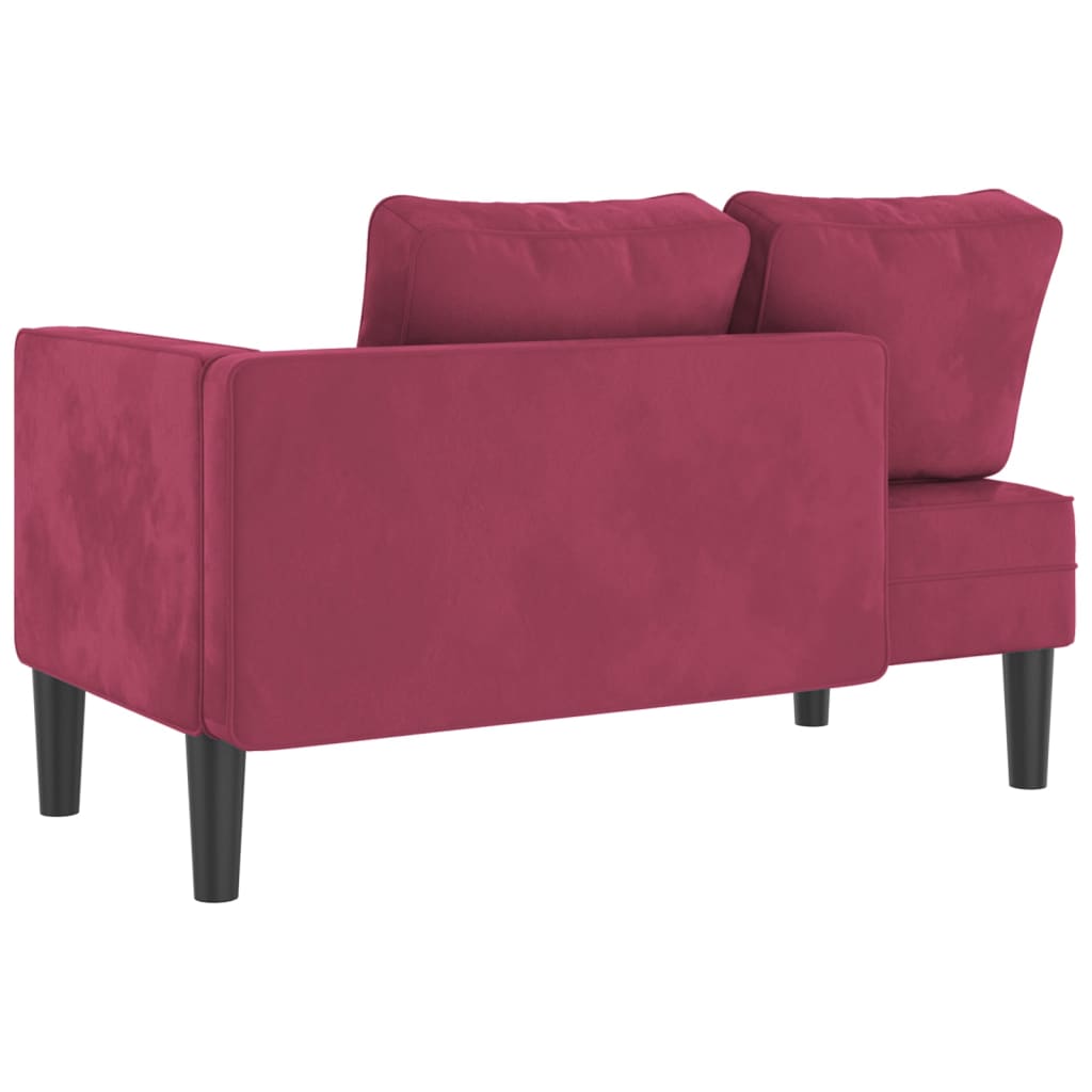 Chaise longue avec coussins rouge bordeaux velours - XIOS