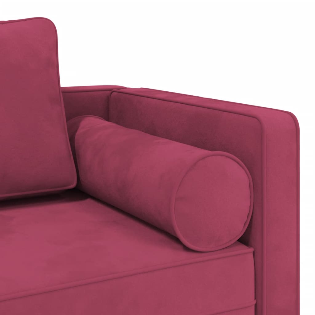 Chaise longue avec coussins rouge bordeaux velours - XIOS