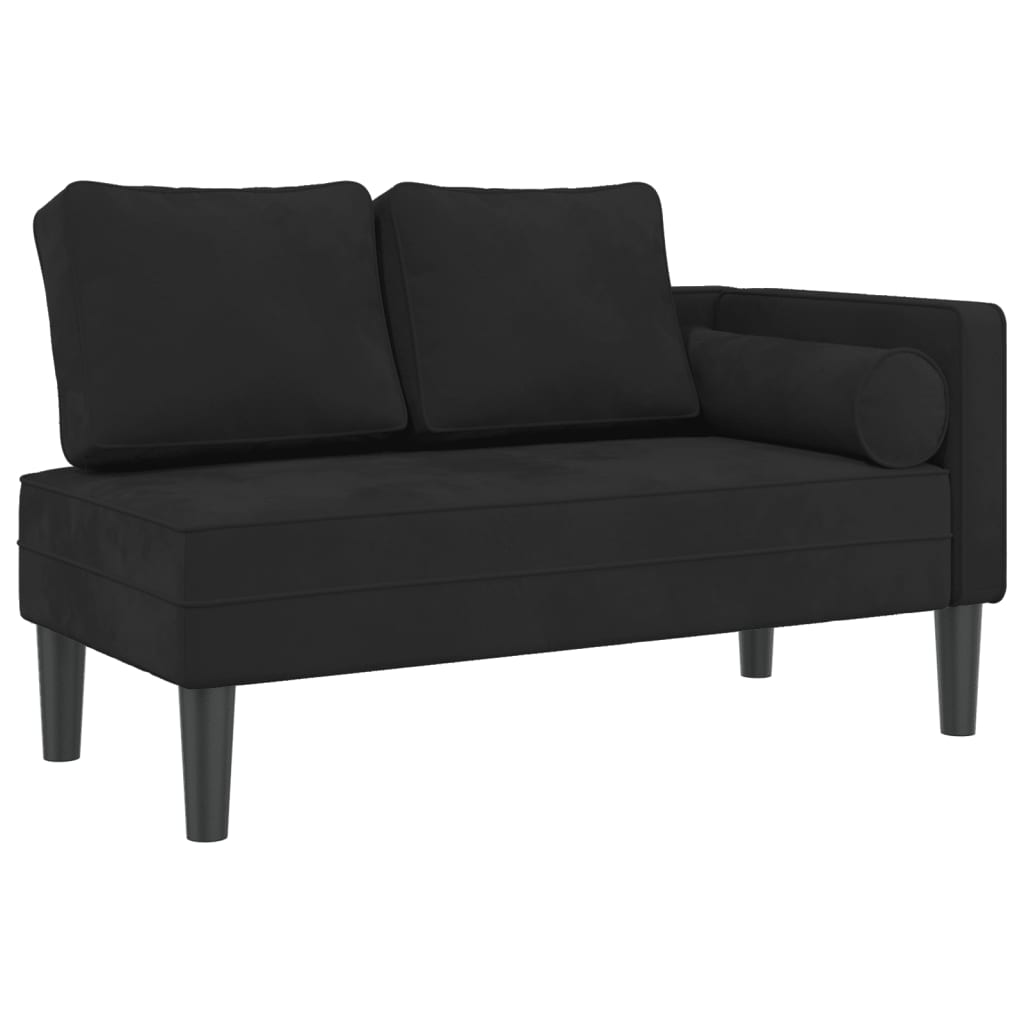 Chaise longue avec coussins noir velours Chaises longues vidaXL