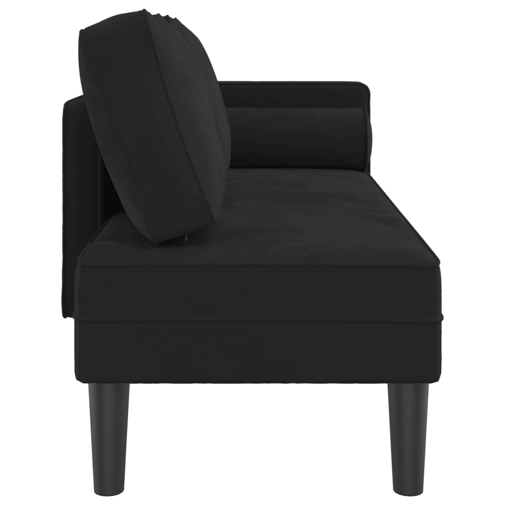 Chaise longue avec coussins noir velours - XIOS