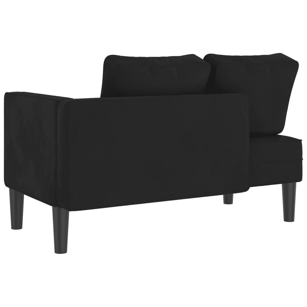 Chaise longue avec coussins noir velours - XIOS