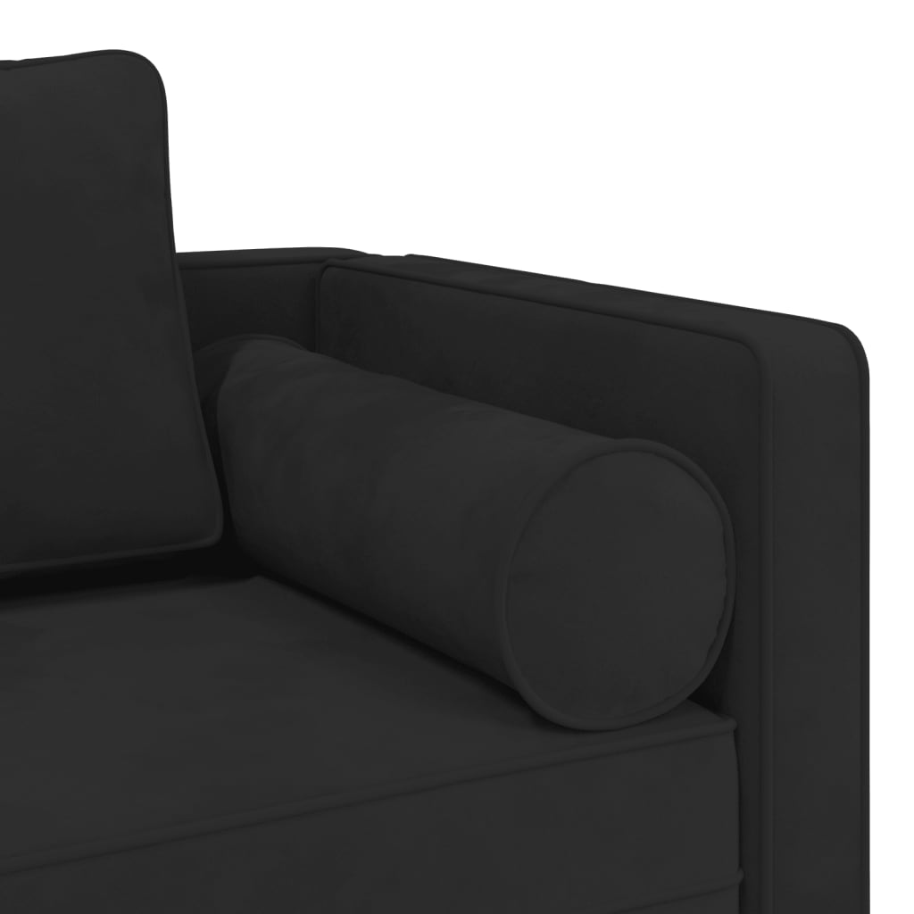 Chaise longue avec coussins noir velours - XIOS