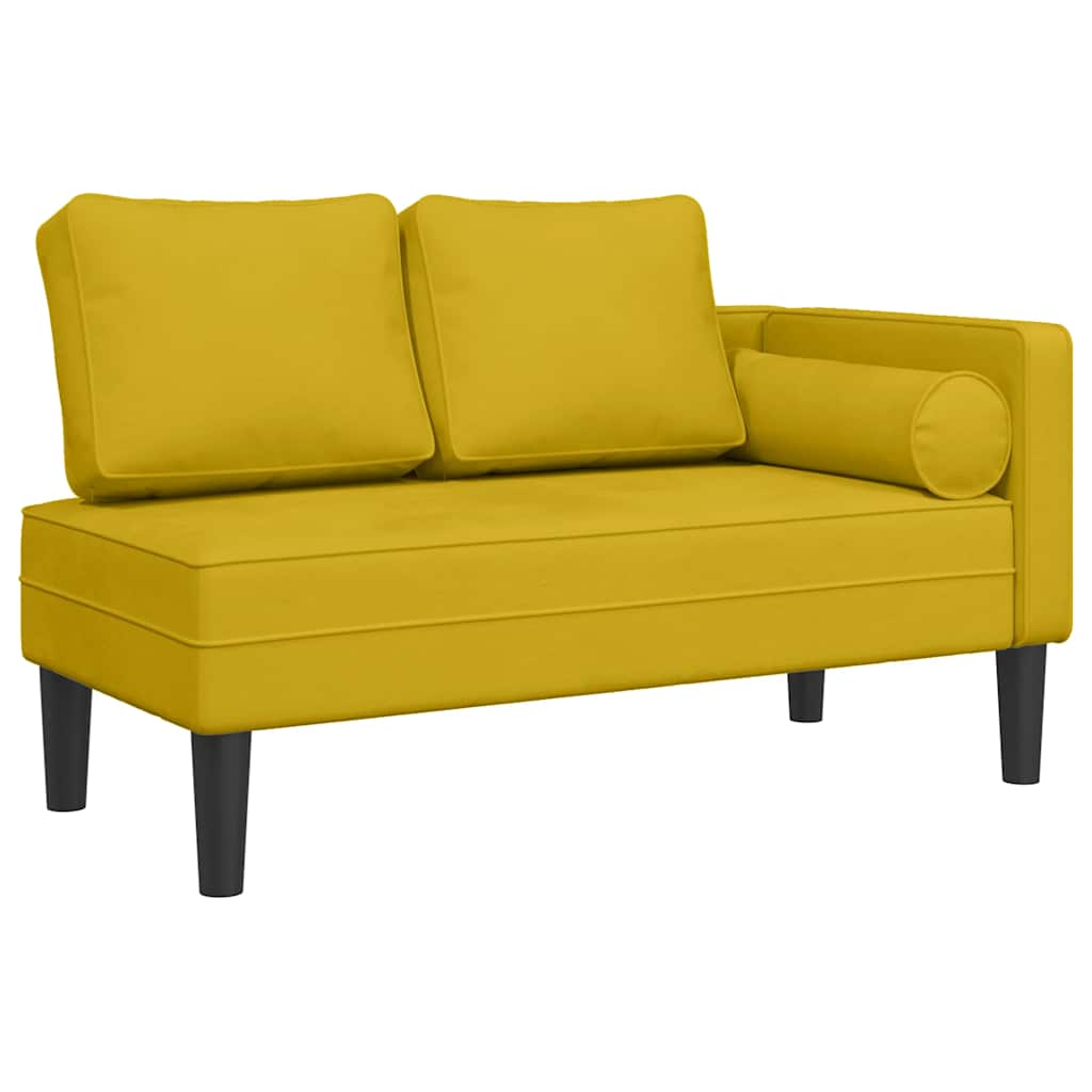 Chaise longue avec coussins jaune velours - XIOS