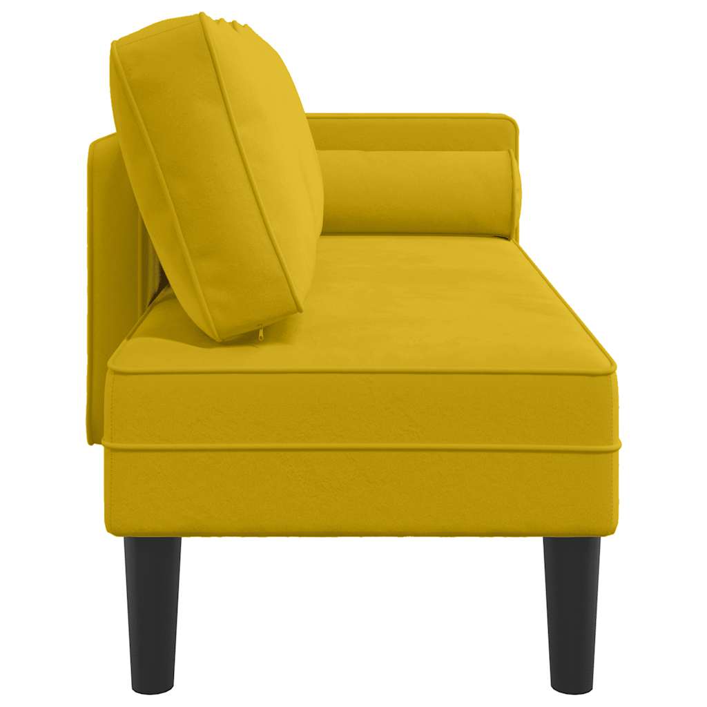 Chaise longue avec coussins jaune velours - XIOS