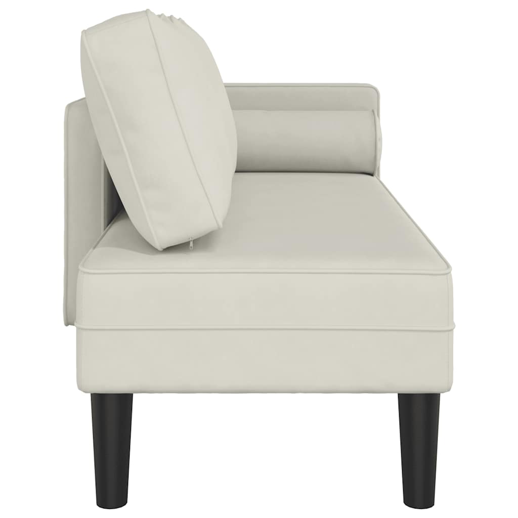 Chaise longue avec coussins crème velours - XIOS