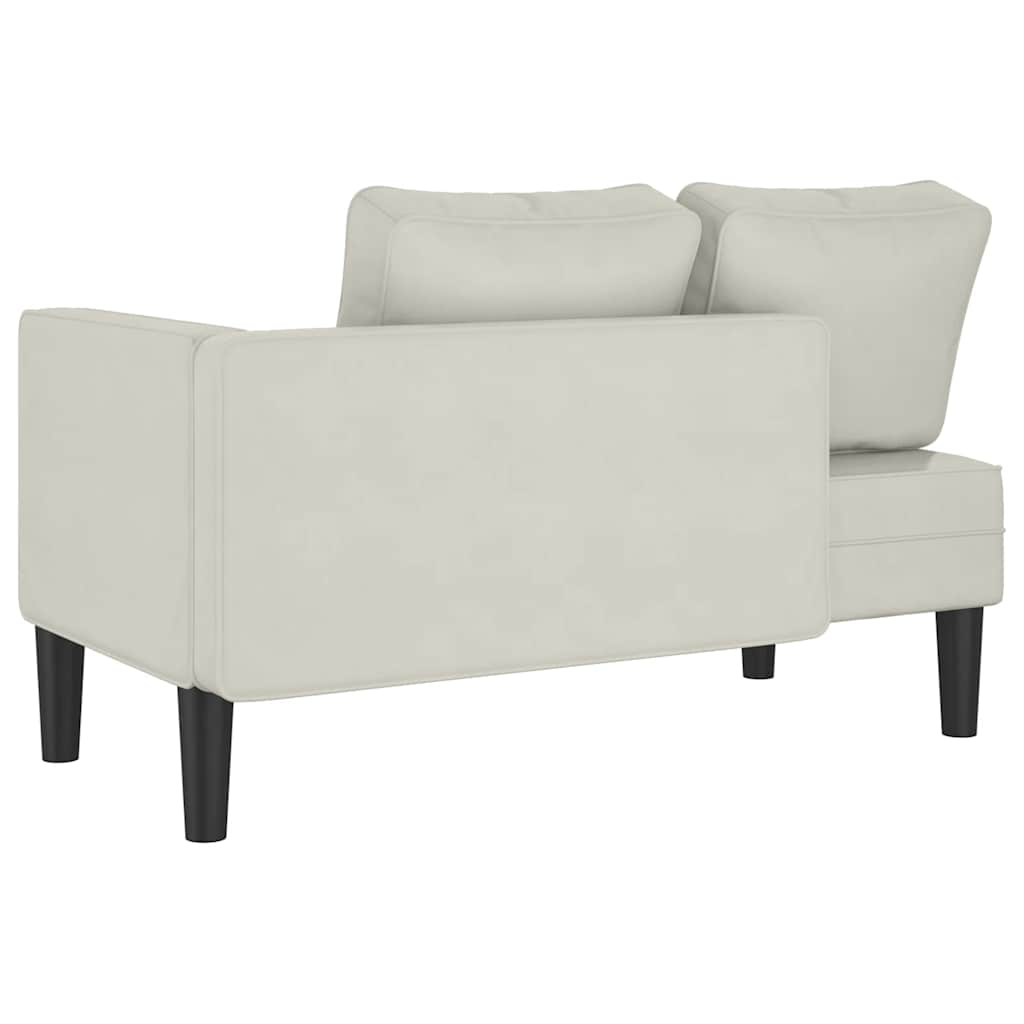 Chaise longue avec coussins crème velours - XIOS