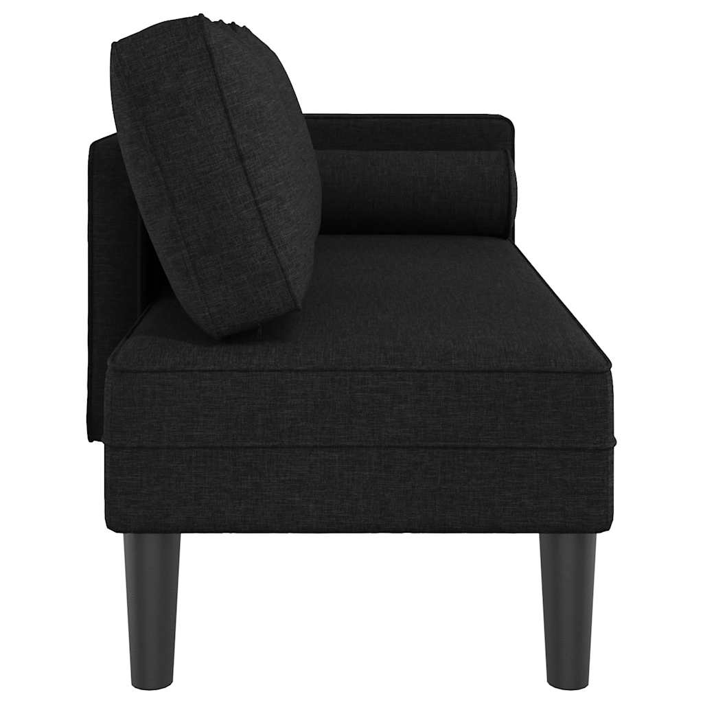 Chaise longue avec coussins noir tissu - XIOS