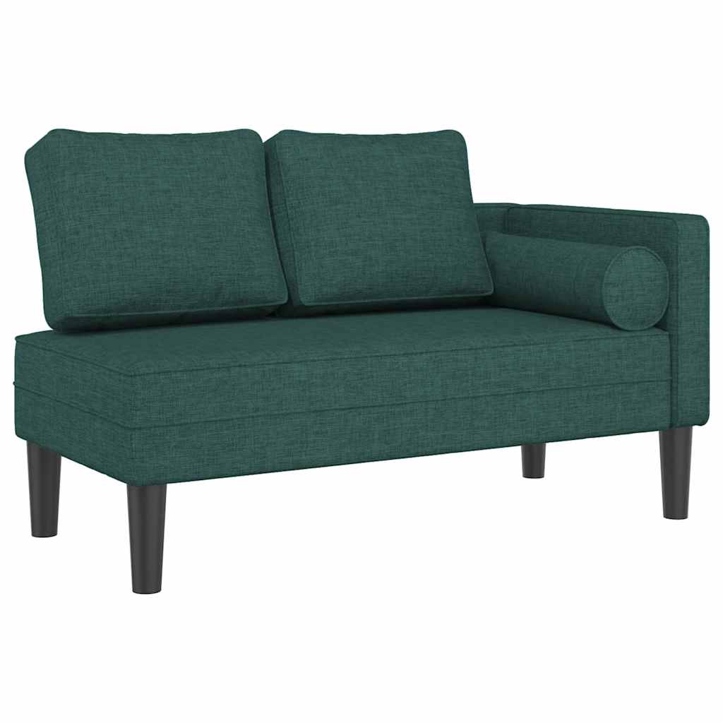Chaise longue avec coussins vert foncé tissu - XIOS