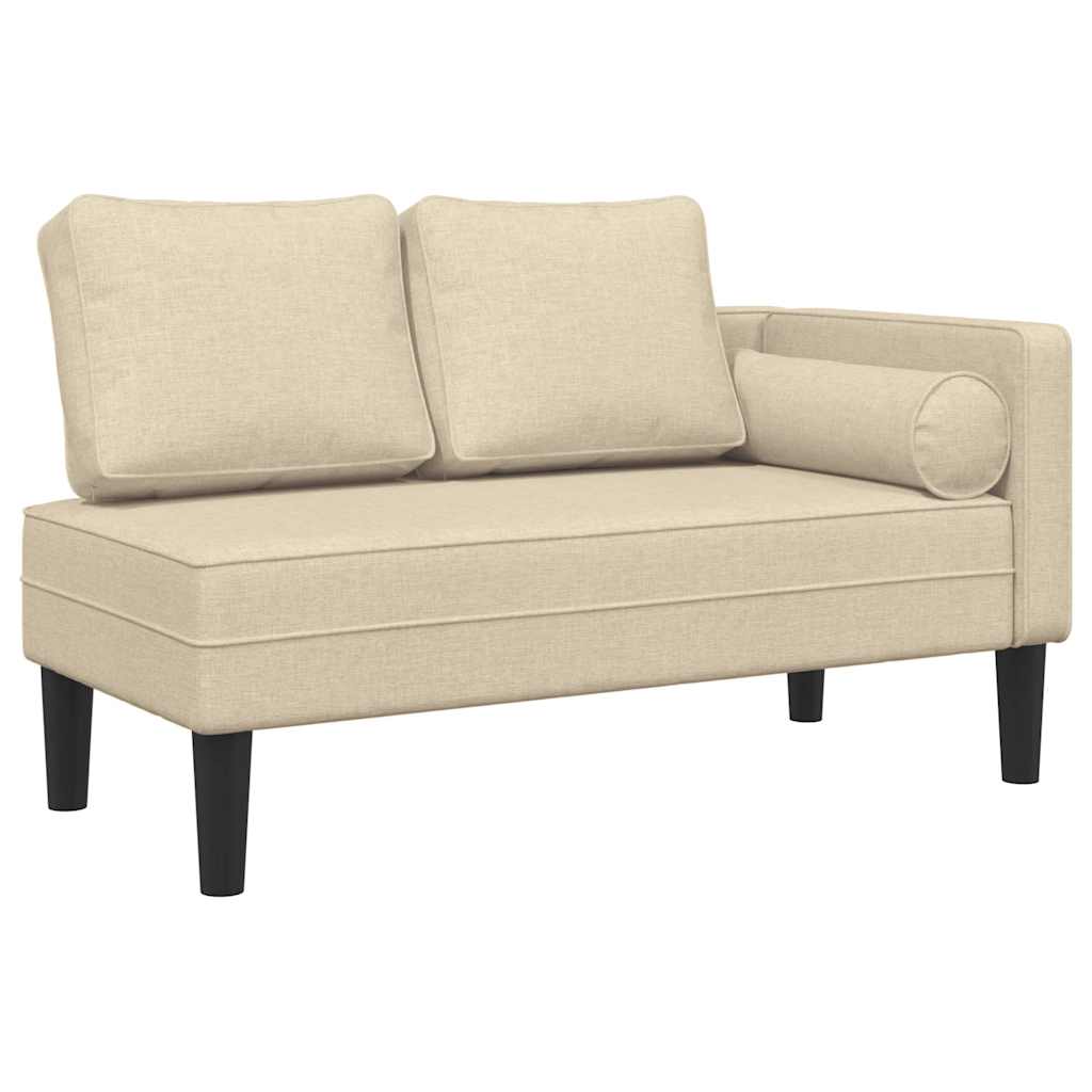 Chaise longue avec coussins crème tissu - XIOS