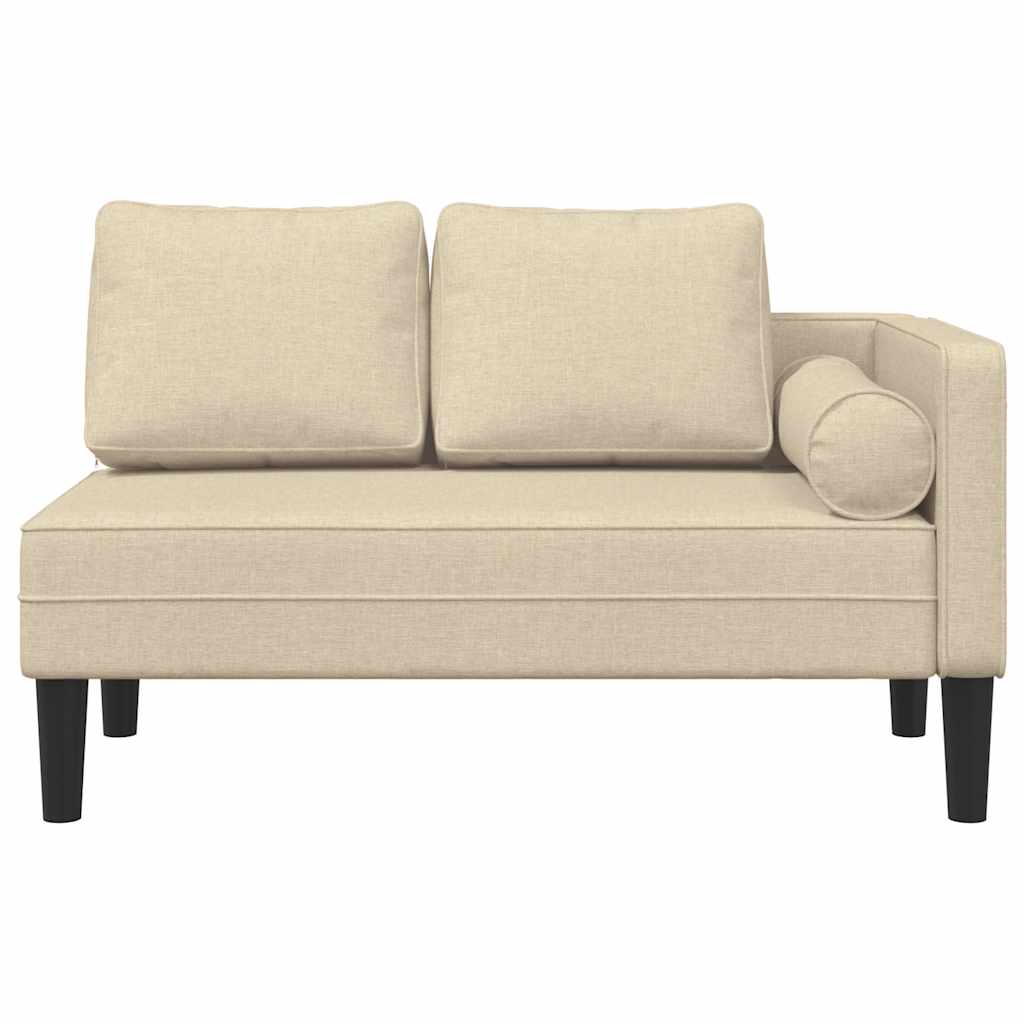 Chaise longue avec coussins crème tissu - XIOS