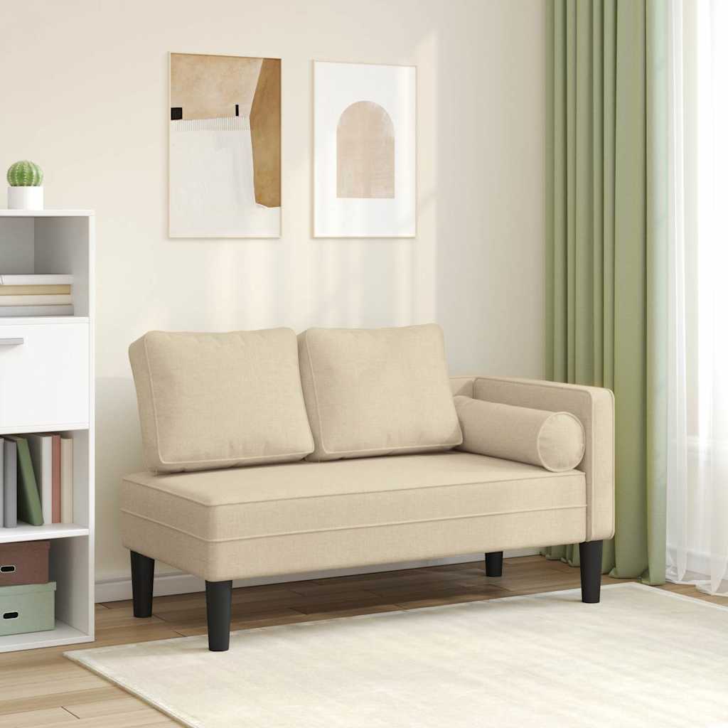 Chaise longue avec coussins crème tissu - XIOS