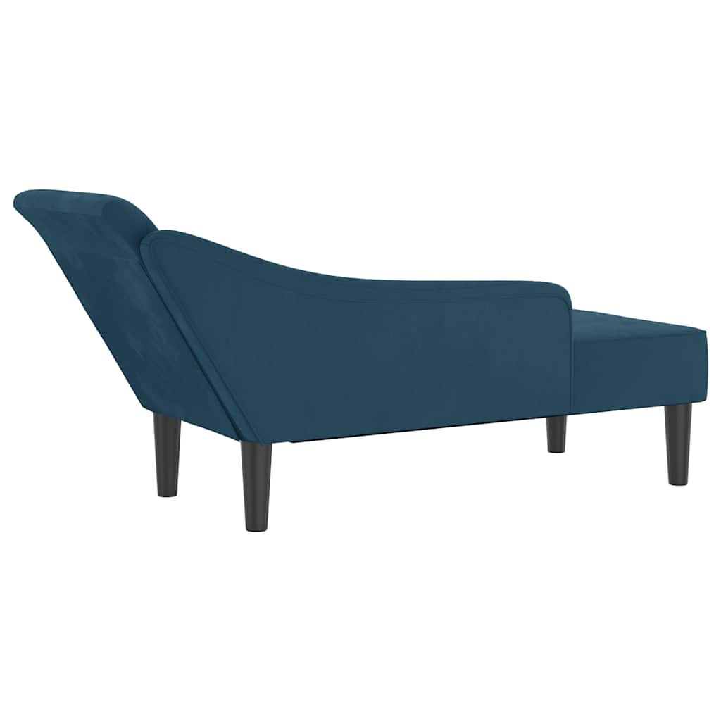 Chaise longue avec coussins bleu velours