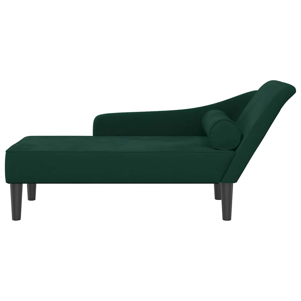 Chaise longue avec coussins vert foncé velours - XIOS