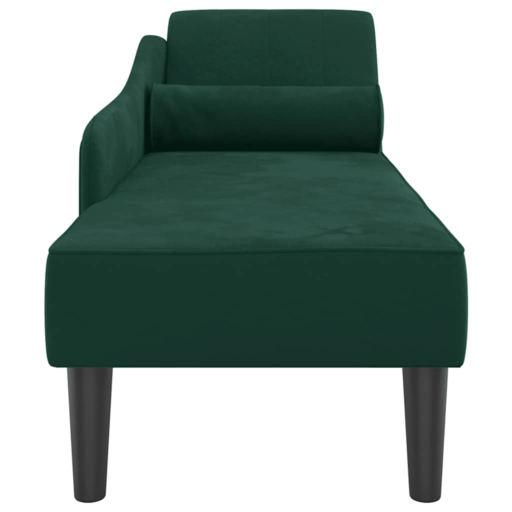 Chaise longue avec coussins vert foncé velours - XIOS