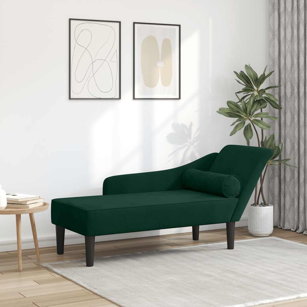 Chaise longue avec coussins vert foncé velours - XIOS