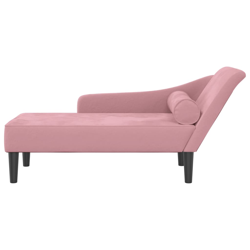 Chaise longue avec coussins rose velours - XIOS