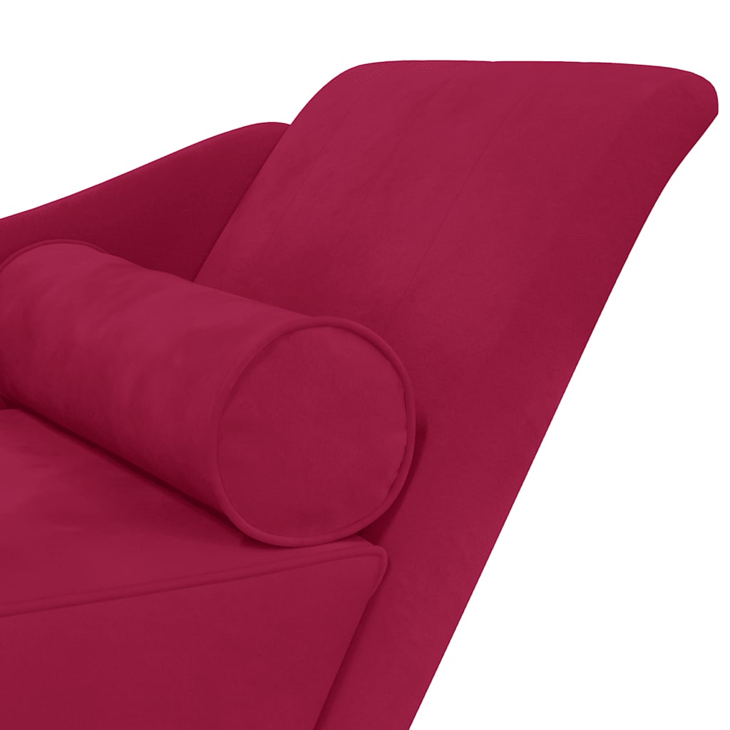 Chaise longue avec coussins rouge bordeaux velours