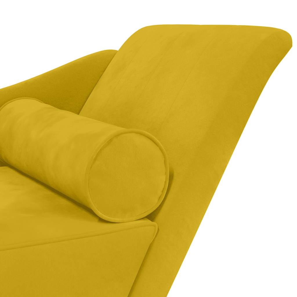 Chaise longue avec coussins jaune velours - XIOS