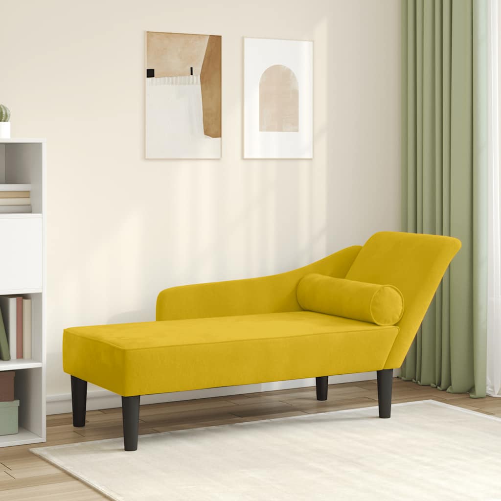 Chaise longue avec coussins jaune velours - XIOS