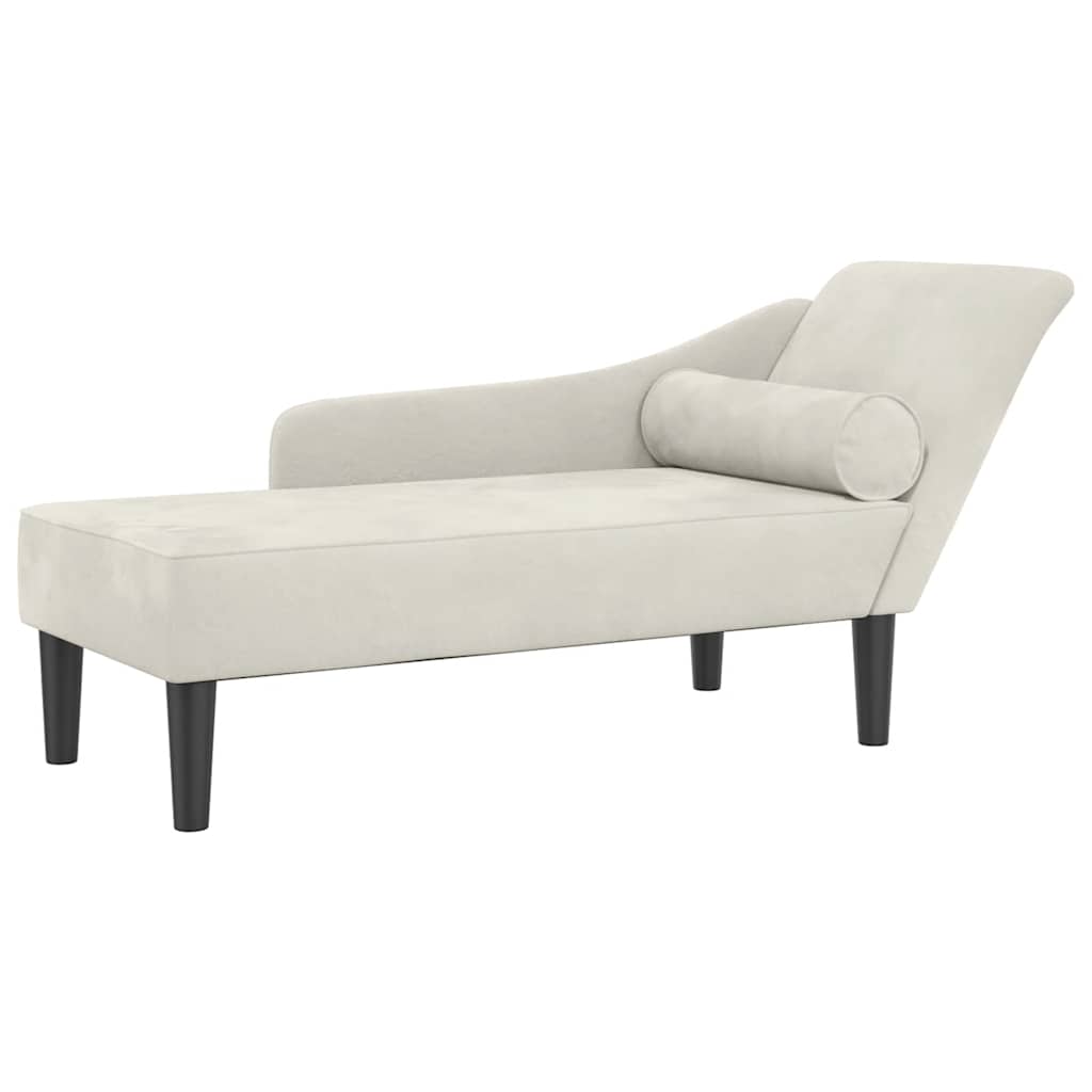 Chaise longue avec coussins crème velours - XIOS