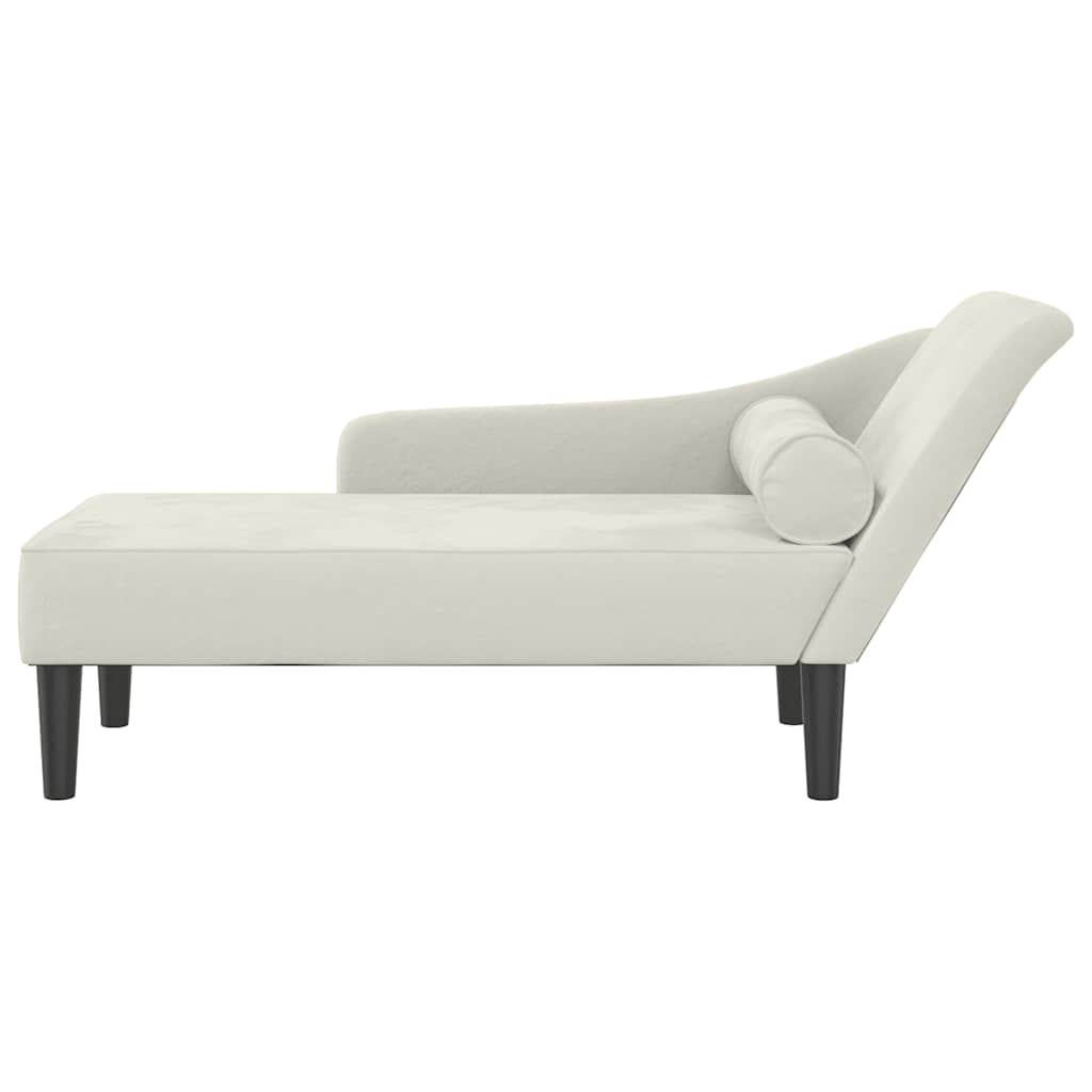 Chaise longue avec coussins crème velours - XIOS