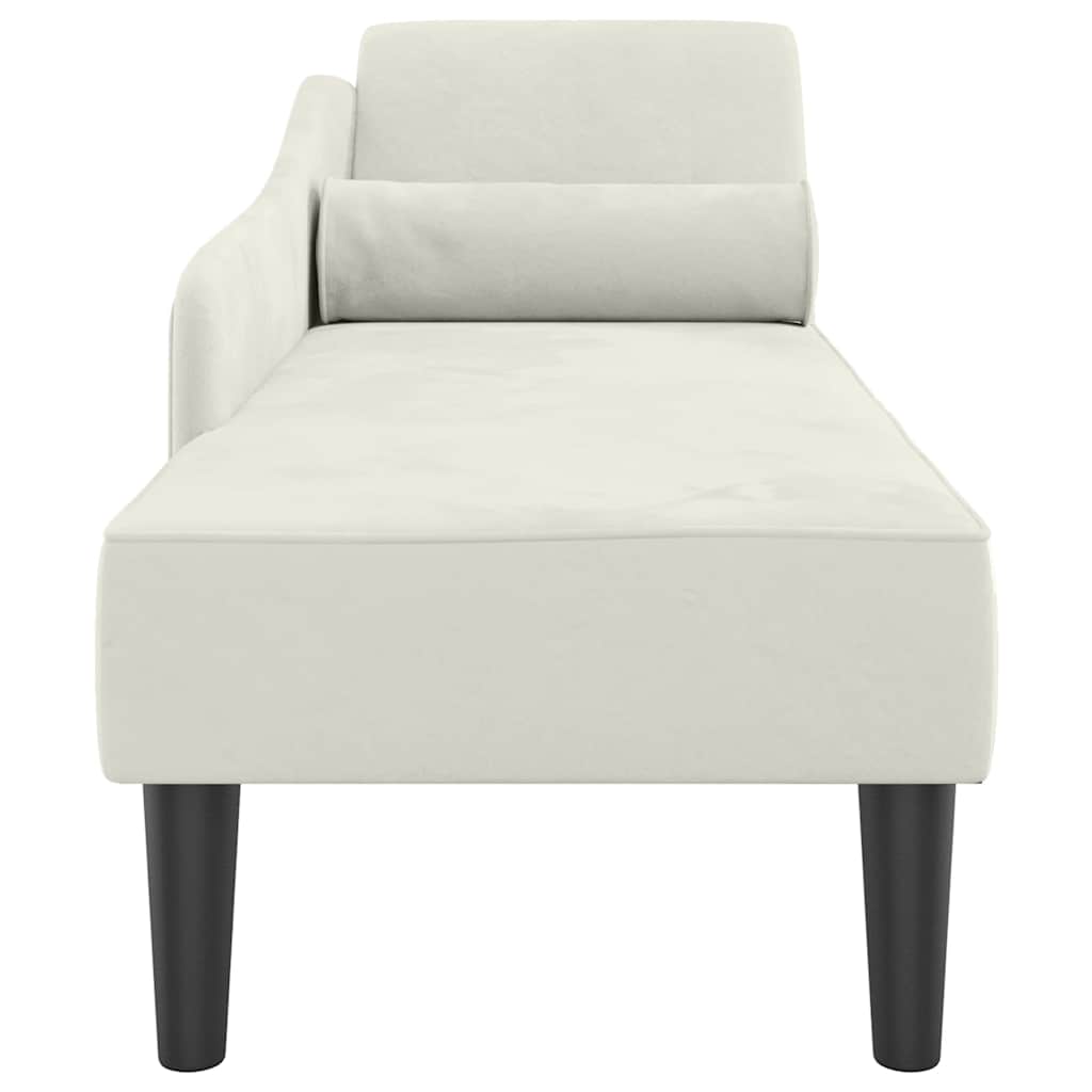 Chaise longue avec coussins crème velours - XIOS