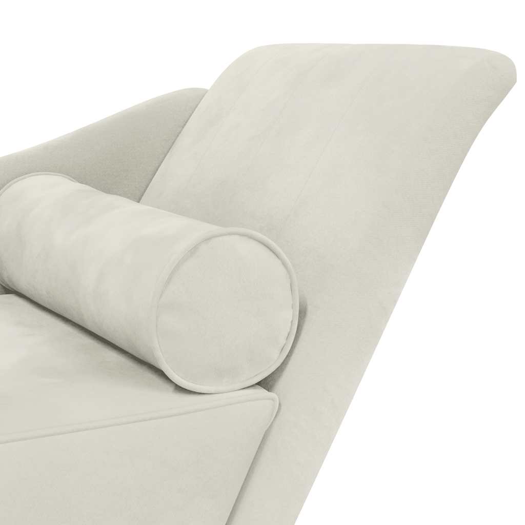 Chaise longue avec coussins crème velours - XIOS