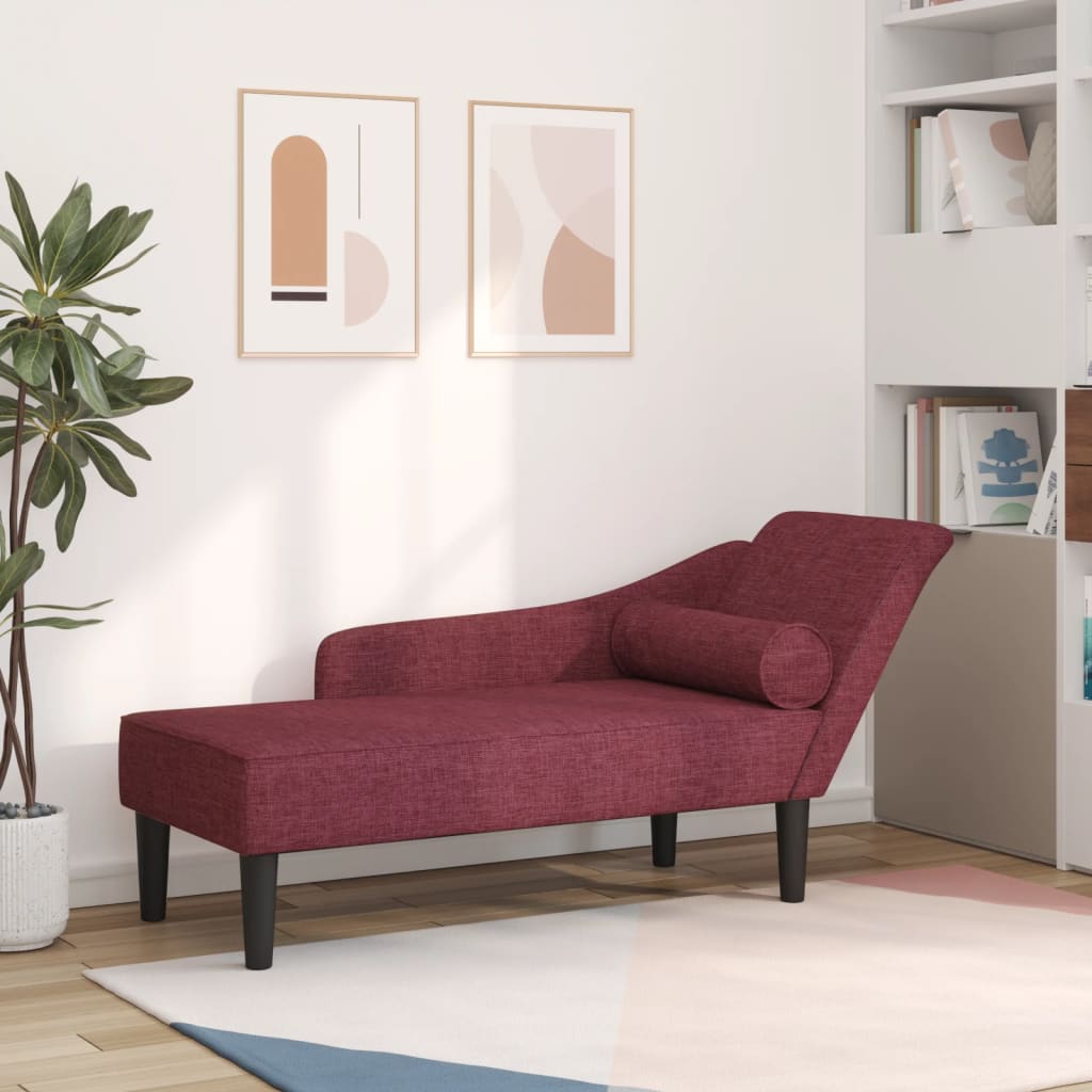 Chaise longue avec coussins rouge bordeaux tissu - XIOS