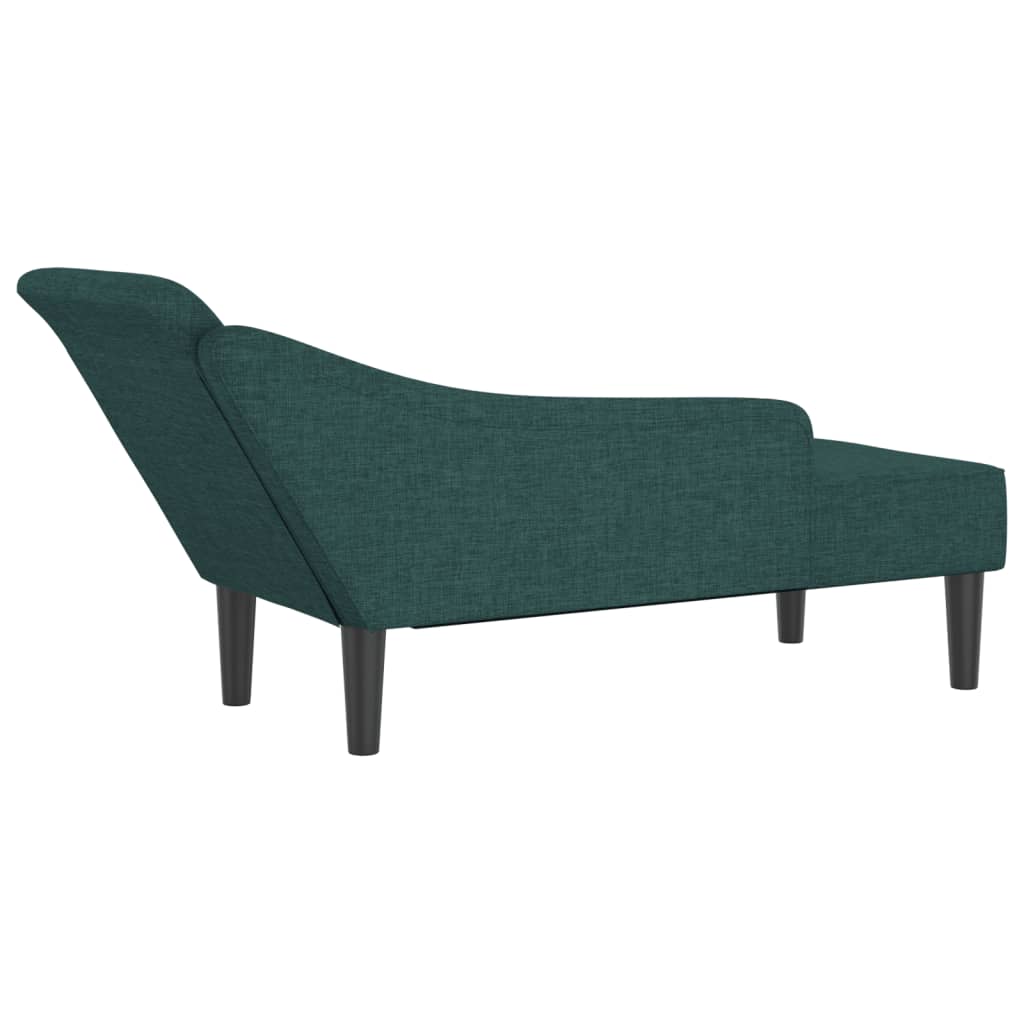 Chaise longue avec coussins vert foncé tissu - XIOS