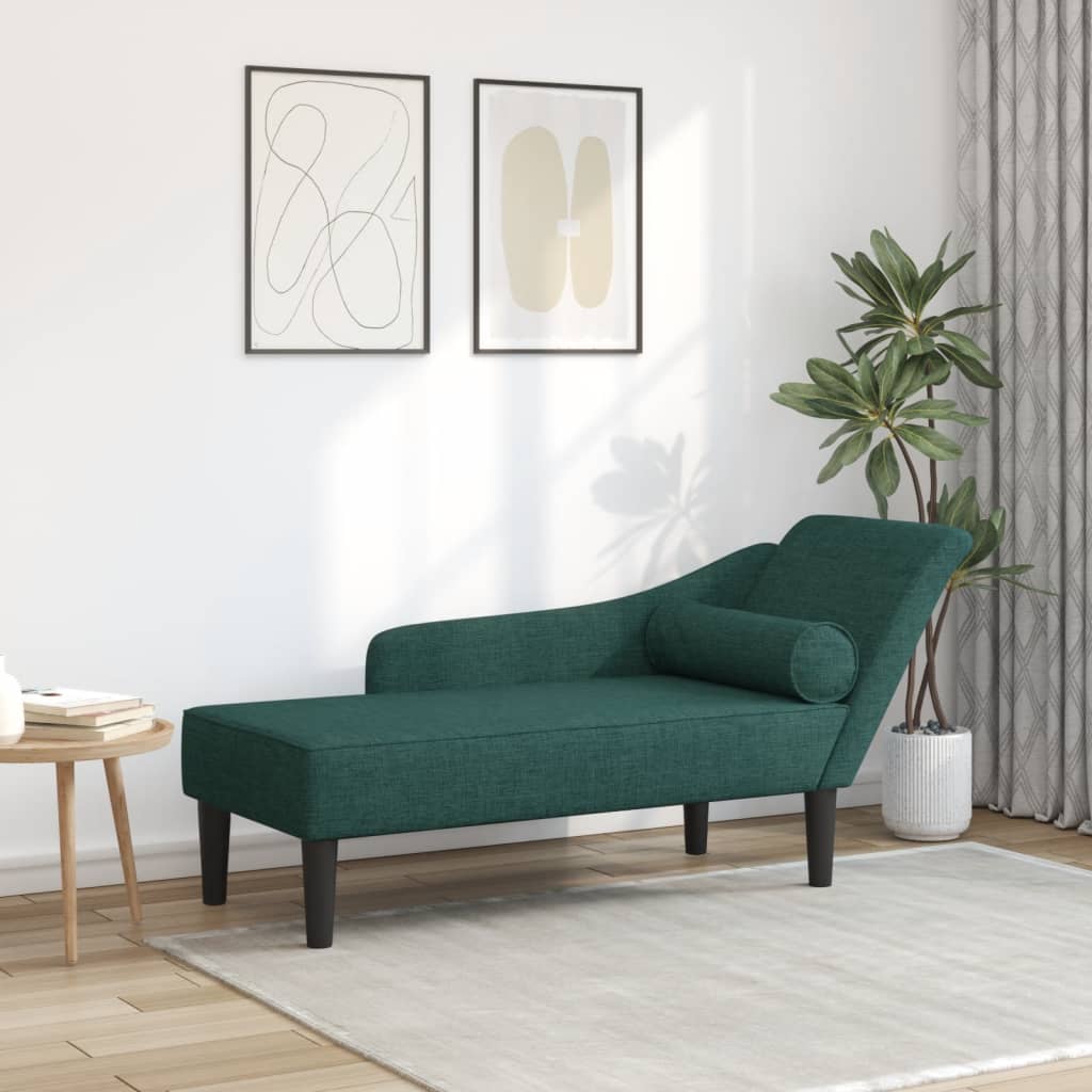 Chaise longue avec coussins vert foncé tissu - XIOS