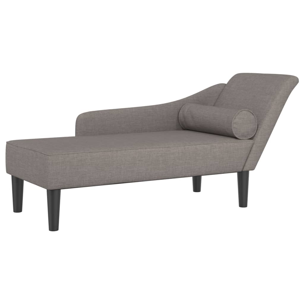 Chaise longue avec coussins taupe tissu - XIOS