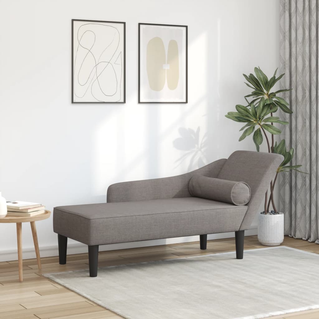 Chaise longue avec coussins taupe tissu - XIOS