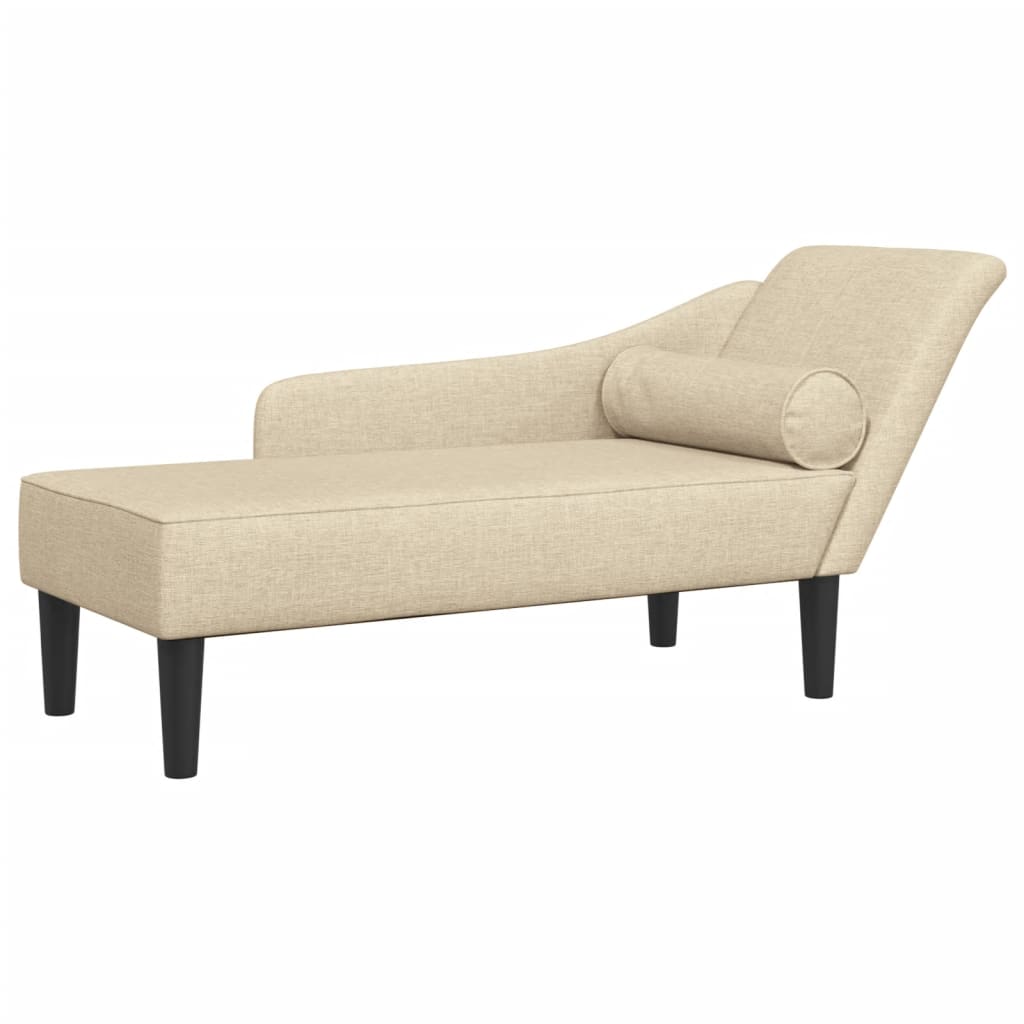 Chaise longue avec coussins crème tissu - XIOS