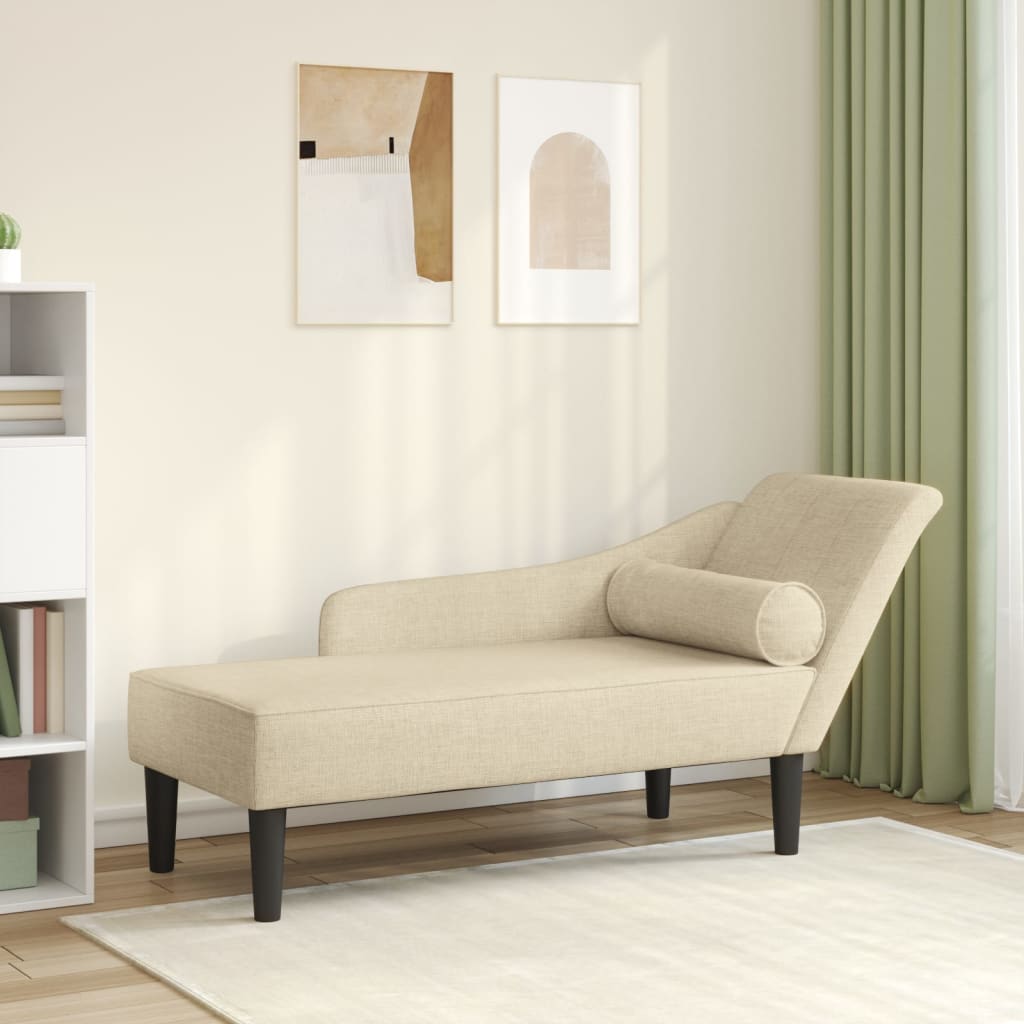 Chaise longue avec coussins crème tissu - XIOS