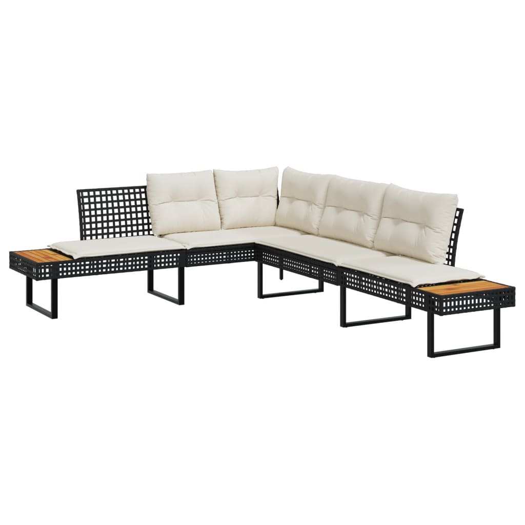 Salon de jardin avec coussins 2 pcs noir résine tressée acacia - XIOS