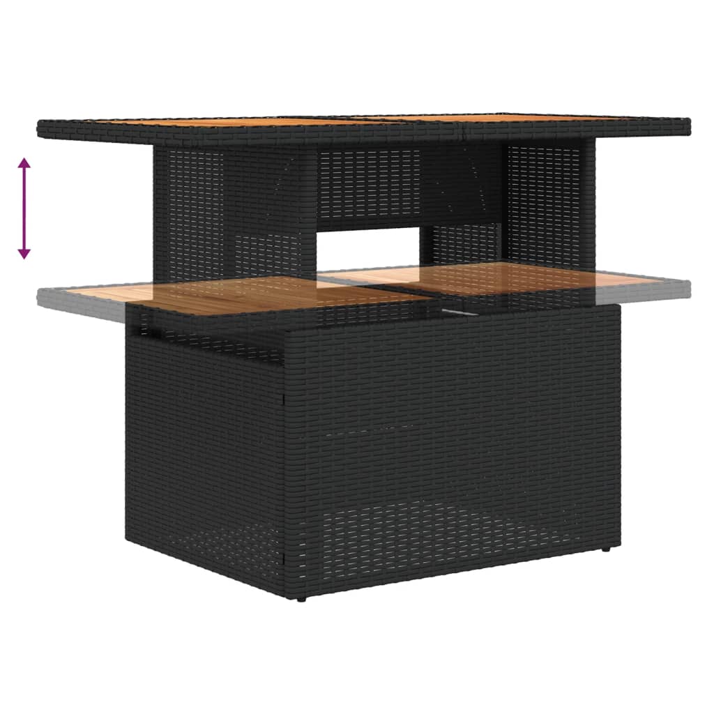 Salon de jardin avec coussins 2 pcs noir résine tressée acacia - XIOS