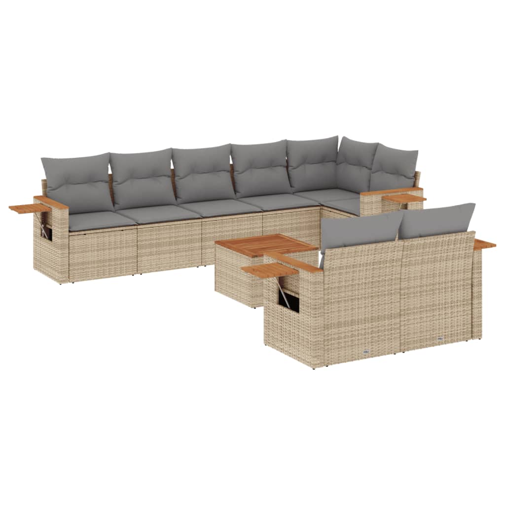 Salon de jardin avec coussins 9 pcs beige résine tressée Salons de jardin vidaXL