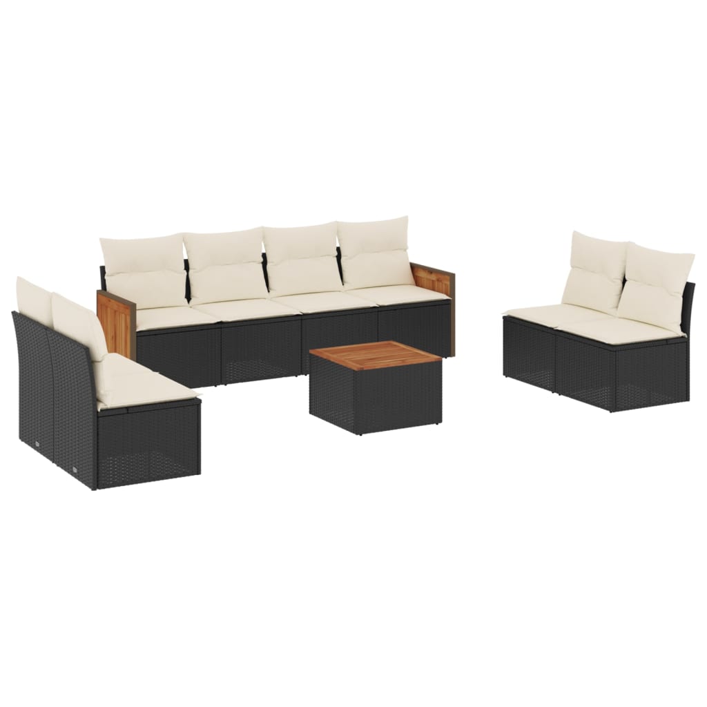 Salon de jardin 9 pcs avec coussins noir résine tressée Salons de jardin vidaXL