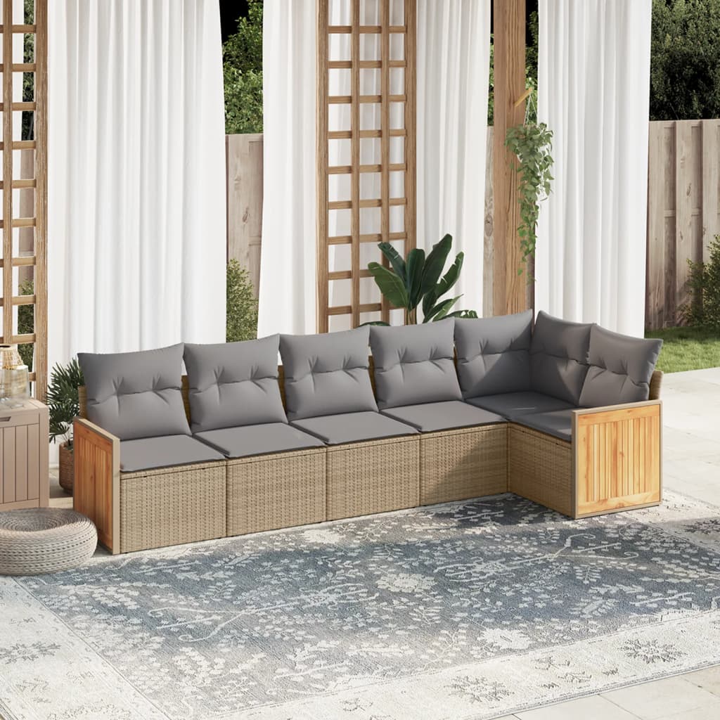 Salon de jardin avec coussins 6 pcs beige résine tressée Salons de jardin vidaXL
