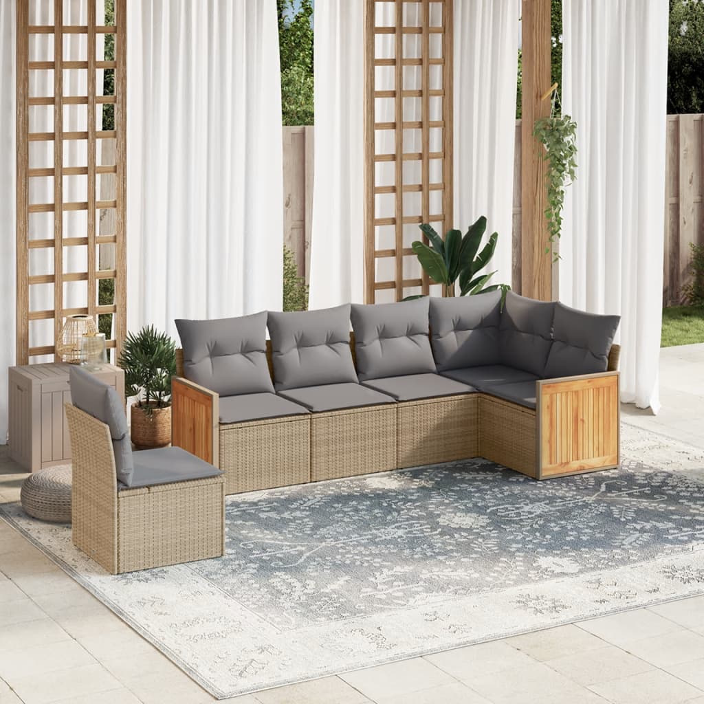 Salon de jardin avec coussins 6 pcs beige résine tressée Salons de jardin vidaXL