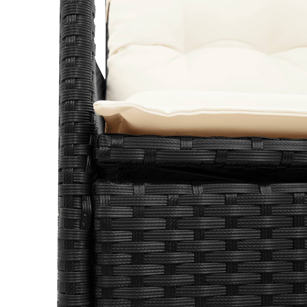 Ensemble à manger de jardin coussins 5pcs Noir Résine tressée