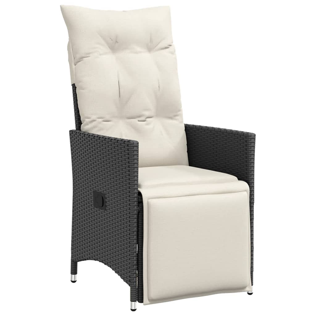 Ensemble à manger de jardin coussins 7pcs Noir Résine tressée