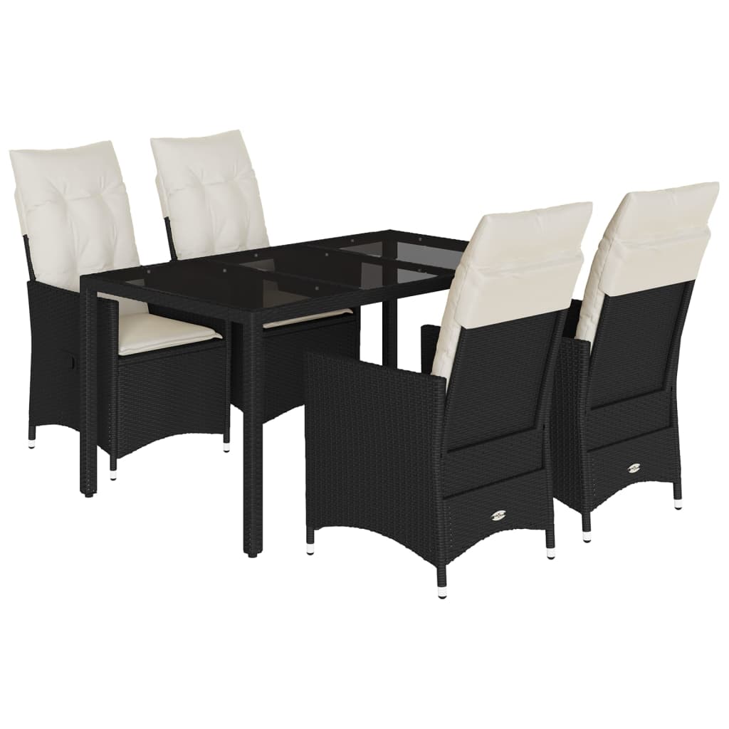 Ensemble à manger de jardin coussins 5pcs Noir Résine tressée