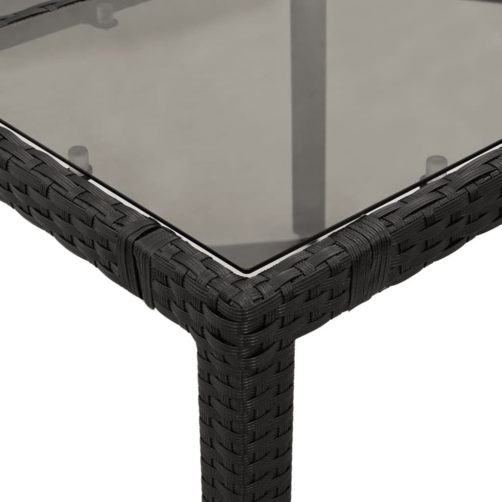 Ensemble à manger de jardin coussins 7pcs Noir Résine tressée