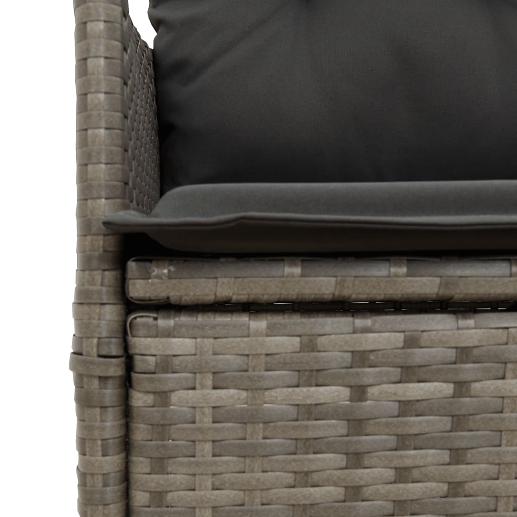 Ensemble de bistro 3 pcs avec coussins gris résine tressée