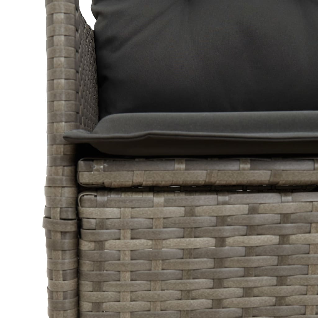 Ensemble à manger de jardin et coussins 7 pcs gris rotin